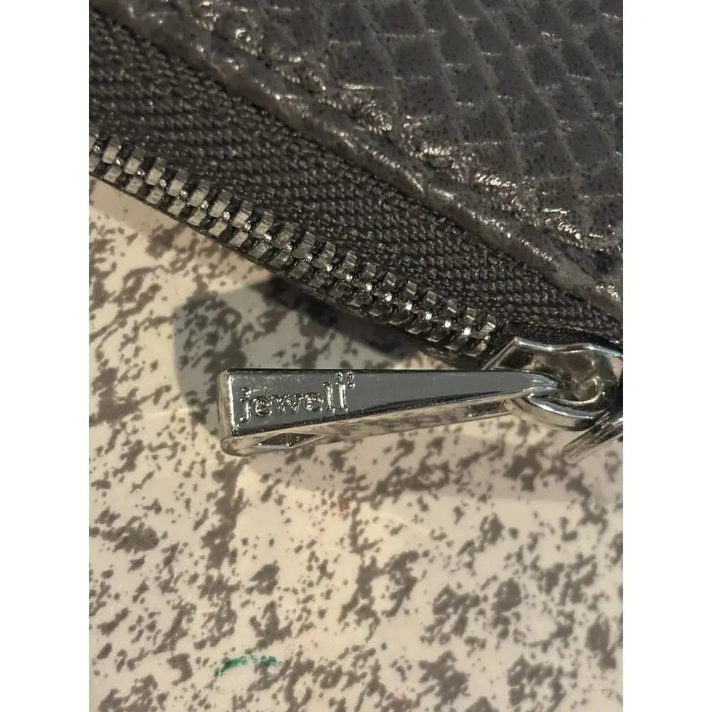 Jewell Thirty-One Gray Faux Snake Wristlet Wallet Clutch